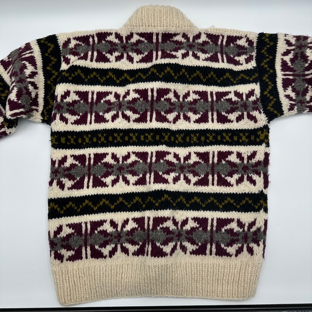 Indian Weavings Vintage 100% Wool Cardigan Sweater Southwestern Mens Large READ - Picture 7 of 8